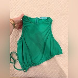 Zara Green asymmetrical Tank Top